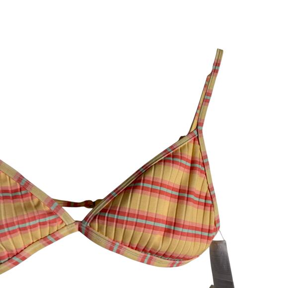 Billabong Sunchaser Ceci Striped Triangle Bikini Swimsuit Top in Pineapple XL - Picture 5 of 7